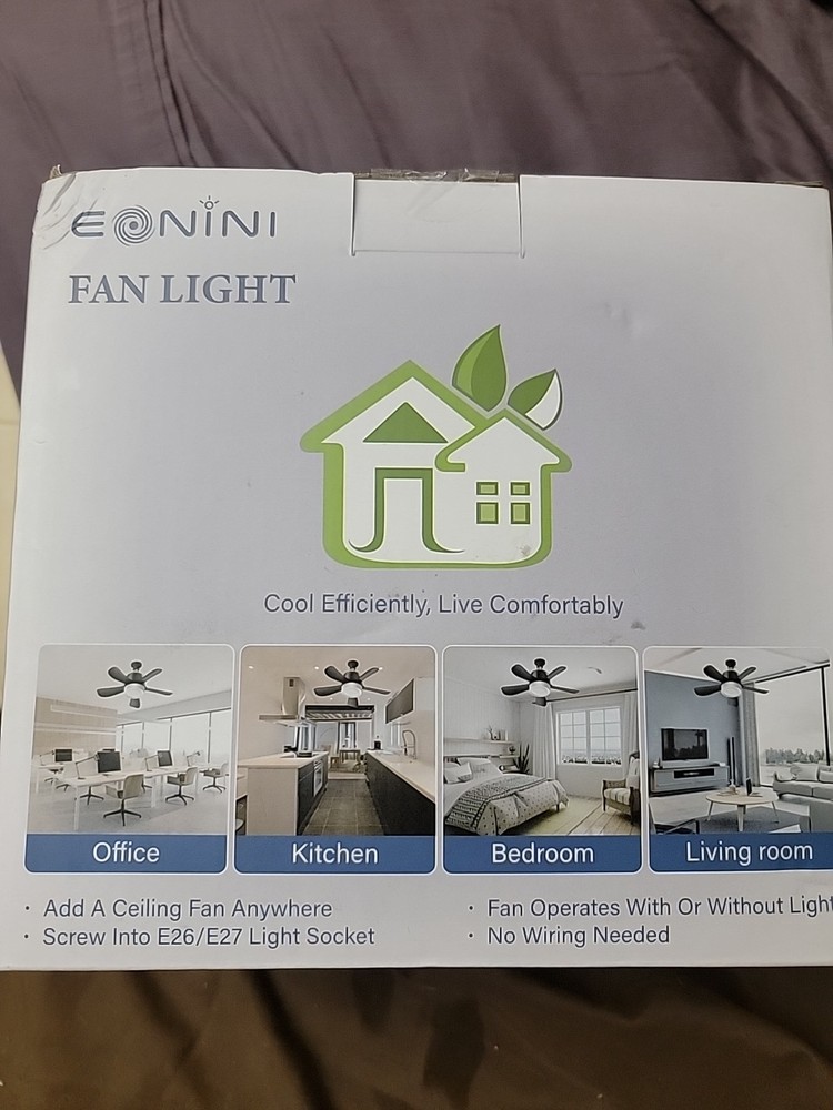 EONINI Socket Ceiling Fans Lights Fan light Dimmable Led Light