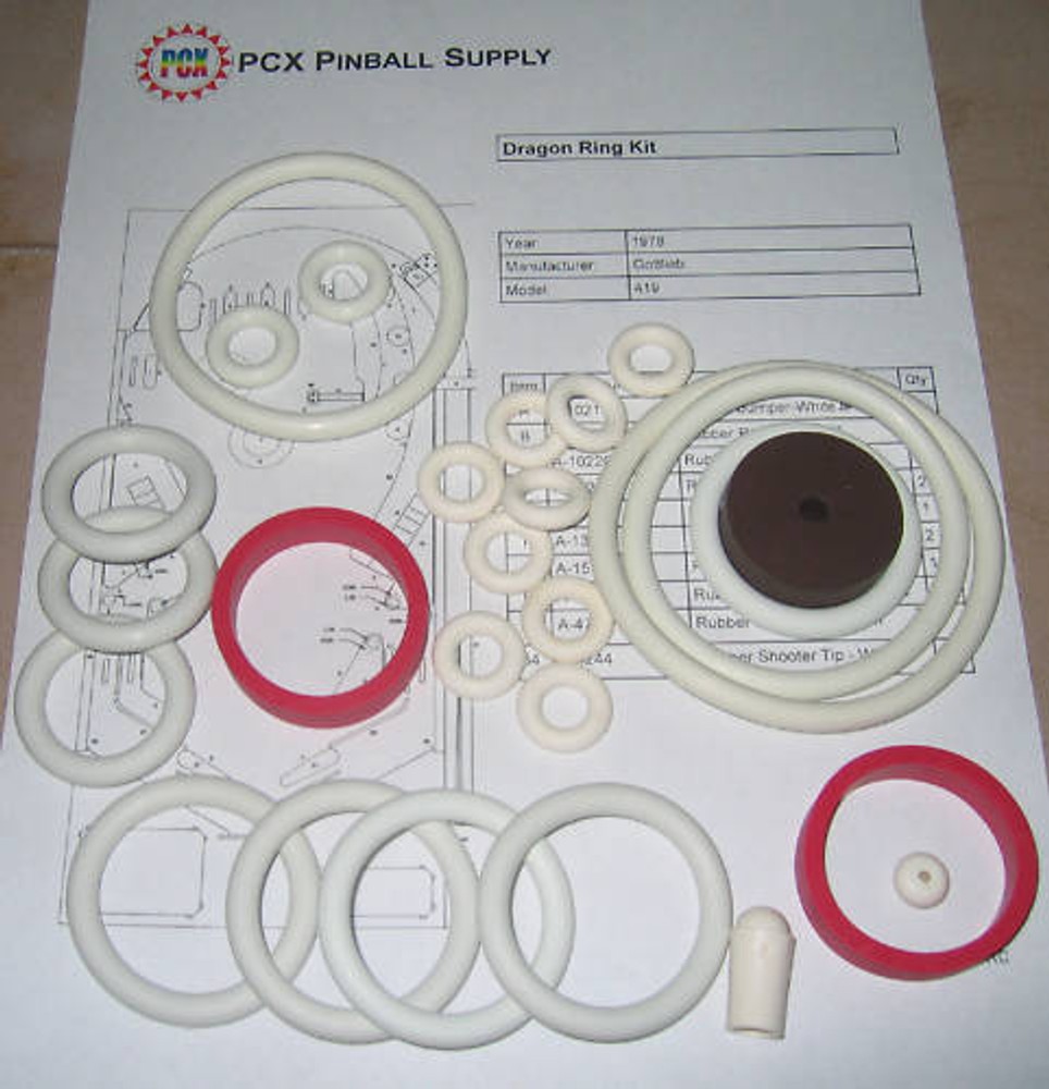 1978 Gottlieb Dragon Pinball Rubber Ring Kit