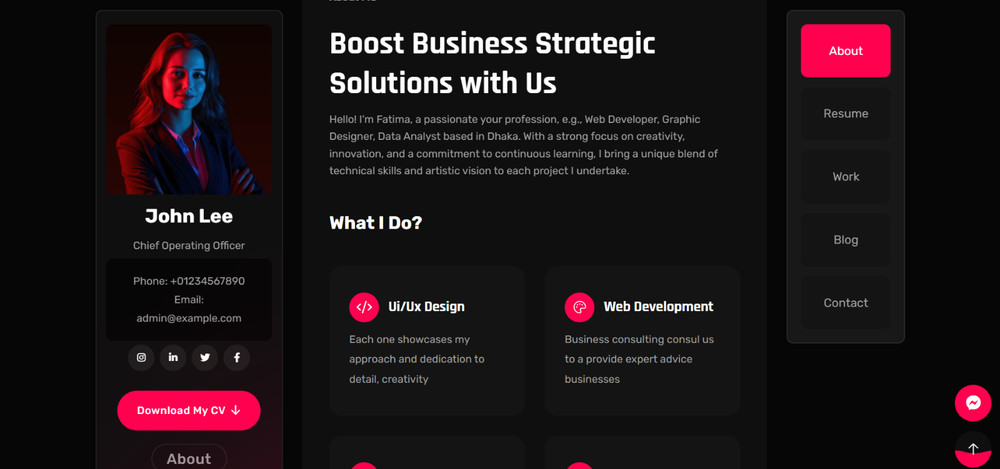 Professional Personal Portfolio Website Custom HTML Design + 1Y FREE Hosting