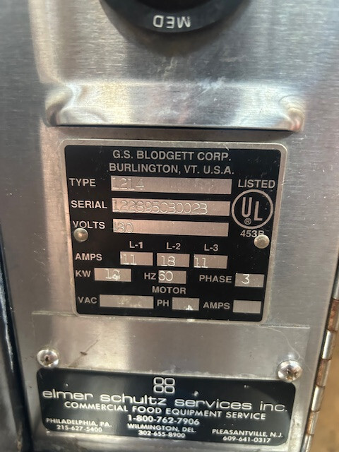Blodgett (1214) Electric Roasting/Deck/ Pizza ovens (480, 3phase)