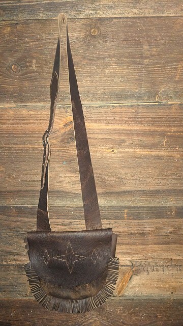 LEATHER MUZZLELOADER FRINGED POSSIBLES POUCH BAG