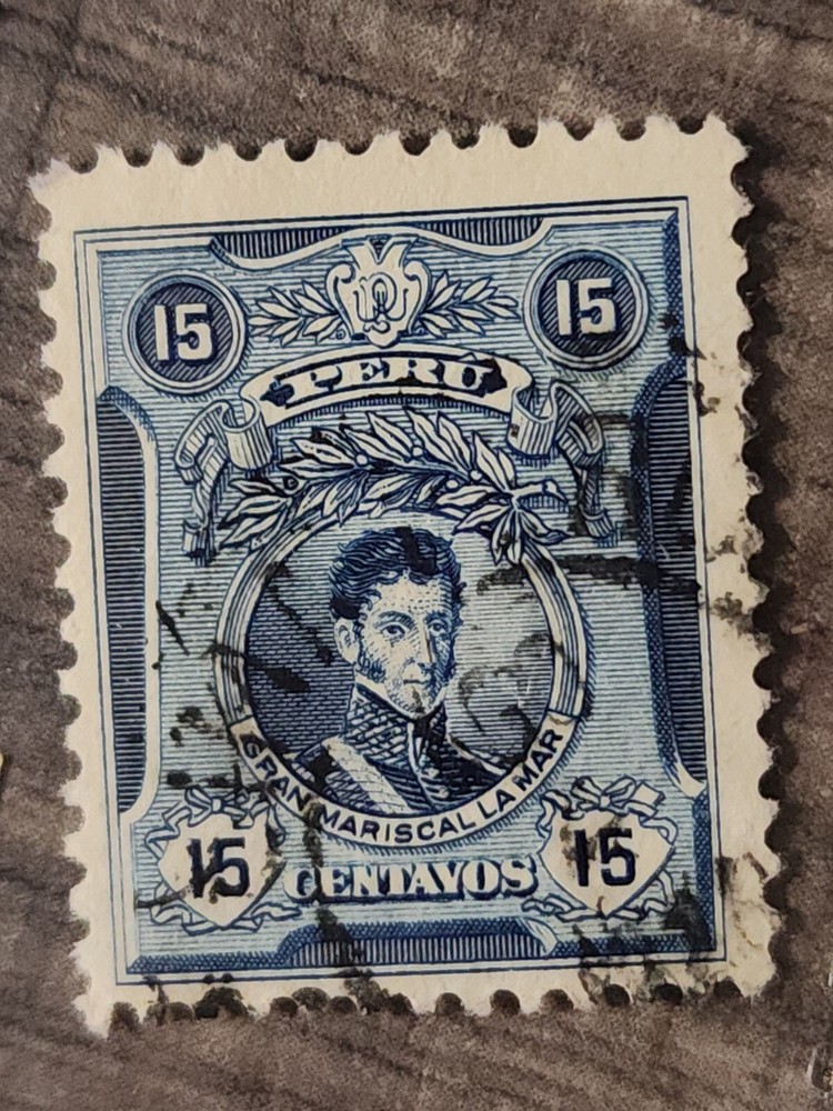 Peru Foreign 15 Centavos Blue Stamp Used - #A209