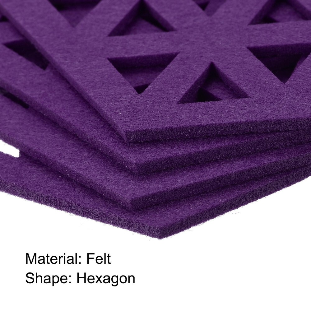 Felt Coasters 4pcs Hexagonal Pads Coasters Purple