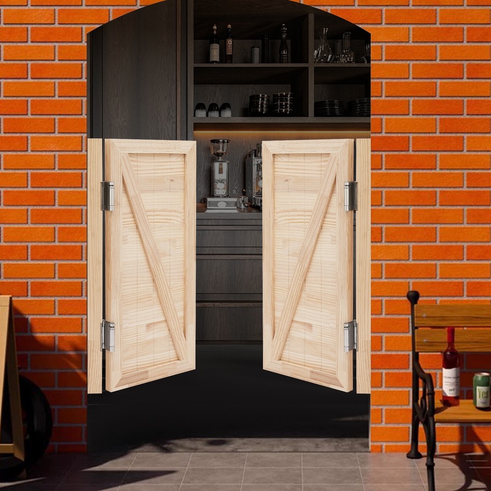 Partition Doors Solid Wood Entrance Partial Door Double-Doors Leaf for Home Yard