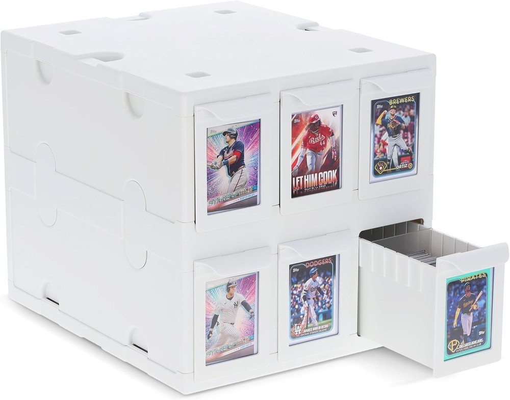 BCW 6 Drawer Card Catalog White Box Stackable Acid Free Plastic w/ 6 Partitions