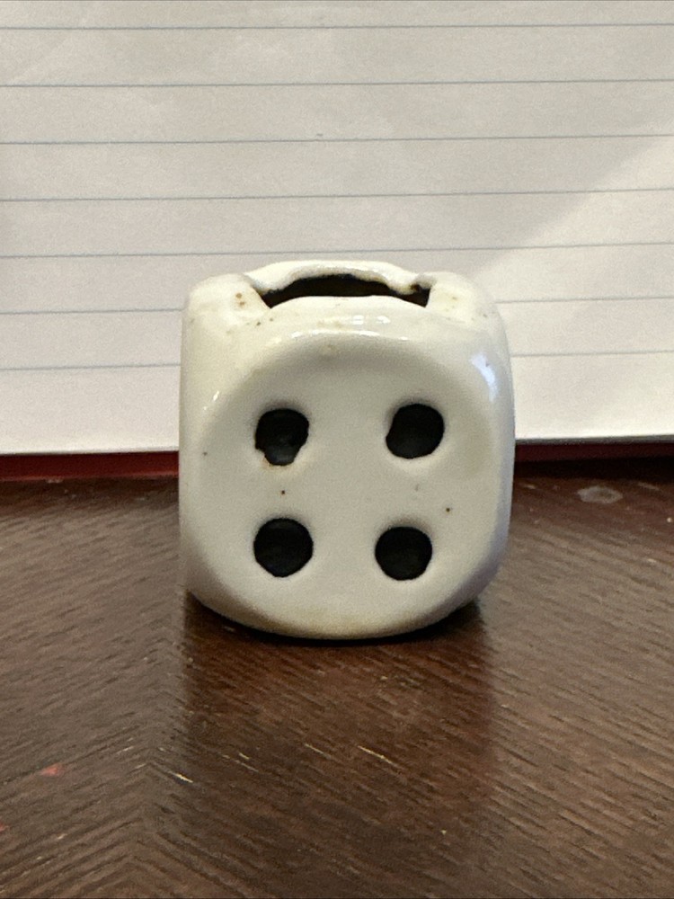 Vintage Ceramic Japan Single Dice Ashtray.