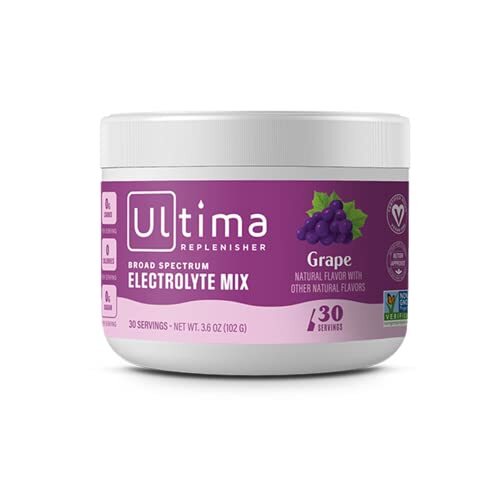 Ultima Replenisher Electrolyte Hydration Powder, Grape, 30 Serving Canister -