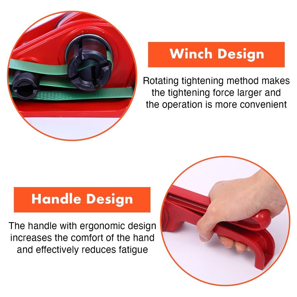 Lightweight Heavy-Duty Strapping Tool with Cutter for Polyester & Polypropylene