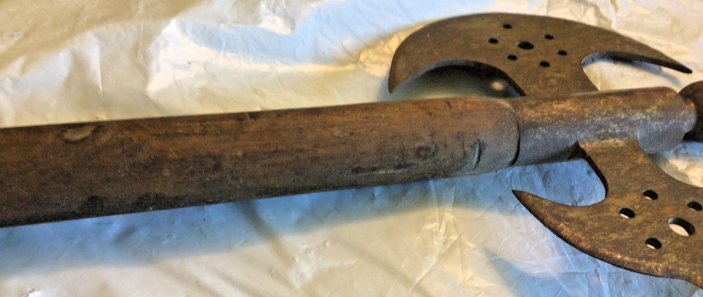 Halberd replica type double blade short handle with spear axe 20th century