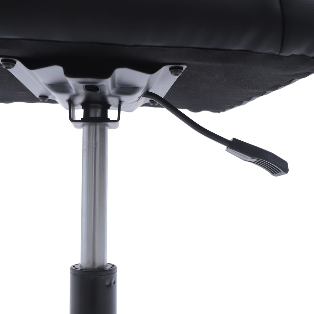 Black Rolling Swivel Height Adjustable w/ Wheels Leather Footstool Office Stool