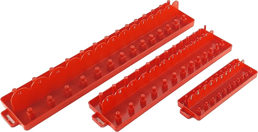 3-Piece Socket Tray Organizer Case with Double Rows (SAE)