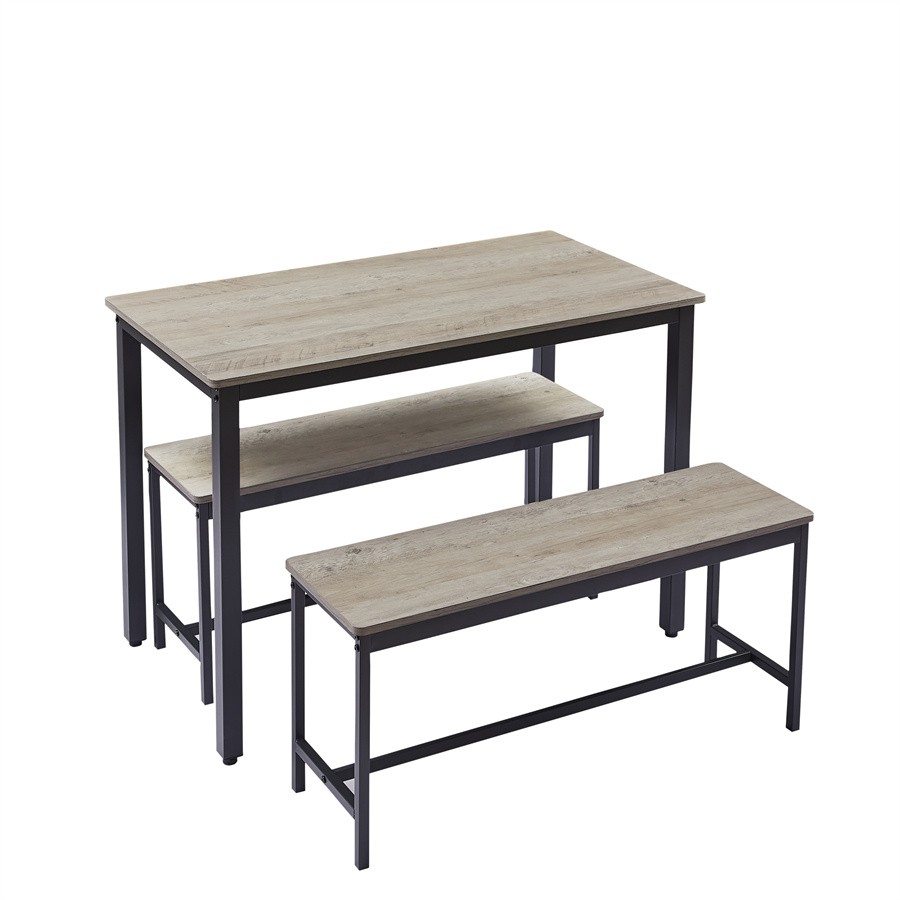 Dining Table Set Bar Table with 2 Dining Benches Kitchen Table Counter + Chairs