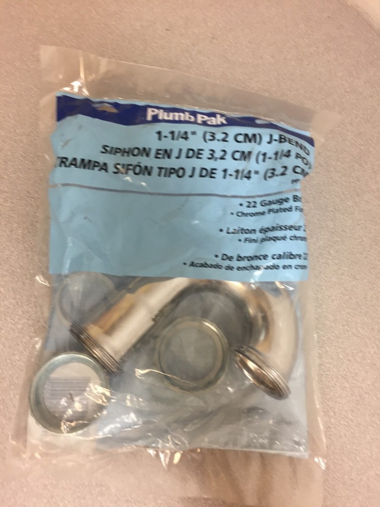 Plumb Pak PP20201 J-Bend, 1-1/4 in, Brass, Chrome