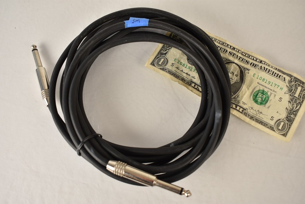 5m Instrument Patch Cable Mono Jack 1/4" TS