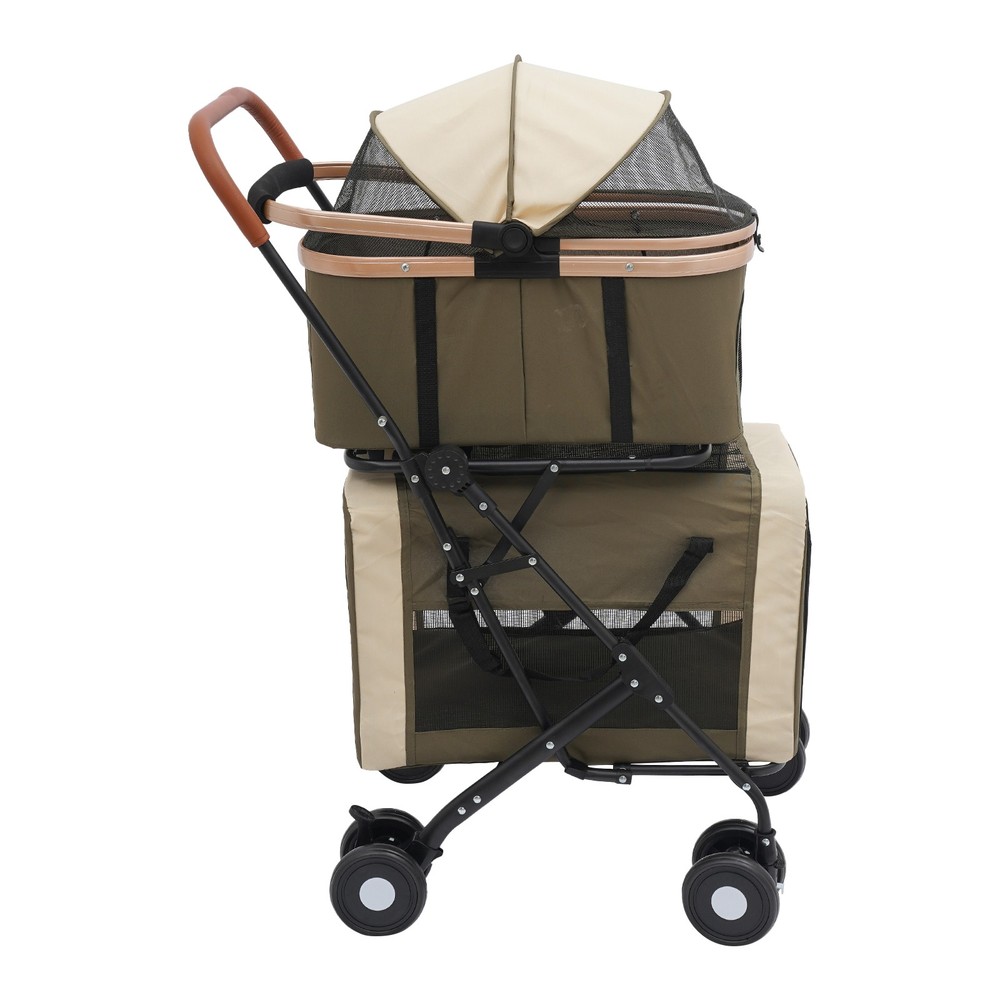 Two-tier Foldable Pet Stroller Dog&cat Stroller For Small & Medium Dogs Portable