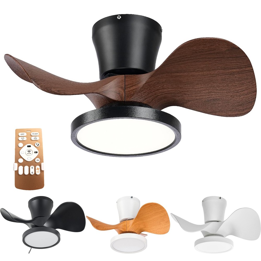 22in Dimmable Ceiling Fans w/ Lights & Remote Flush Mount LED Fan Light