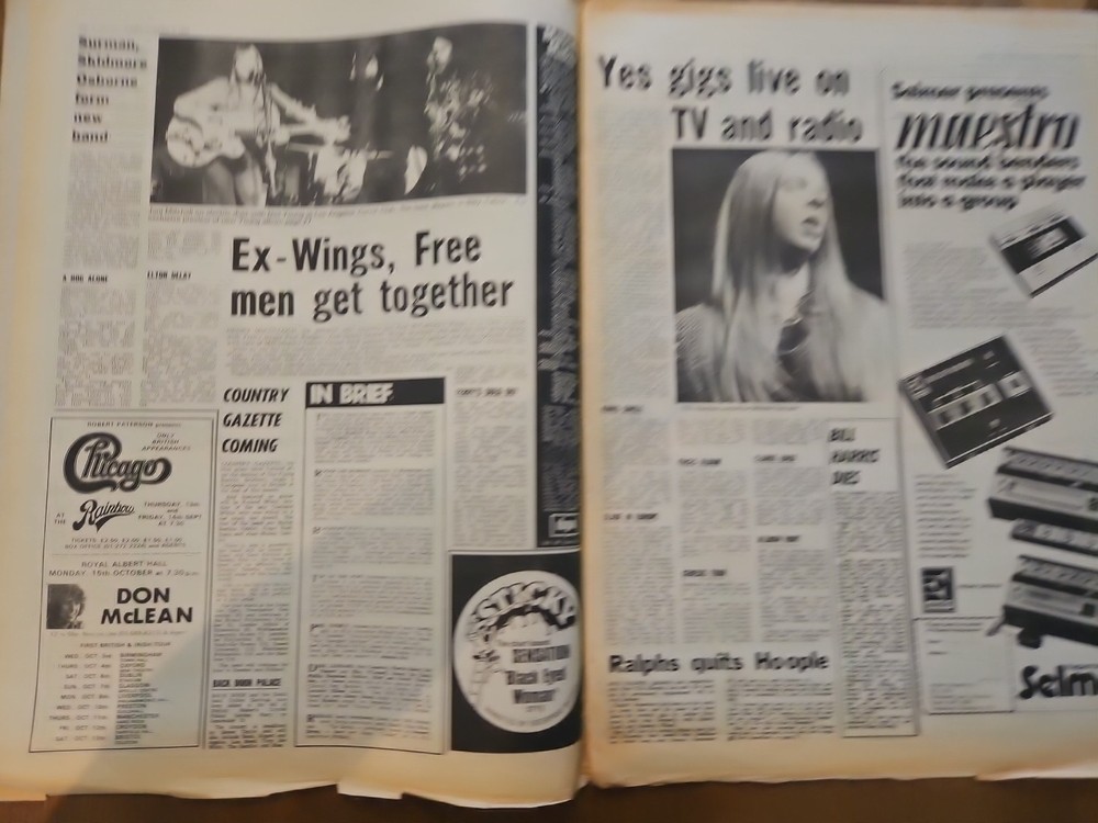 Melody Maker September 8th 1973 Bowie Back Cover