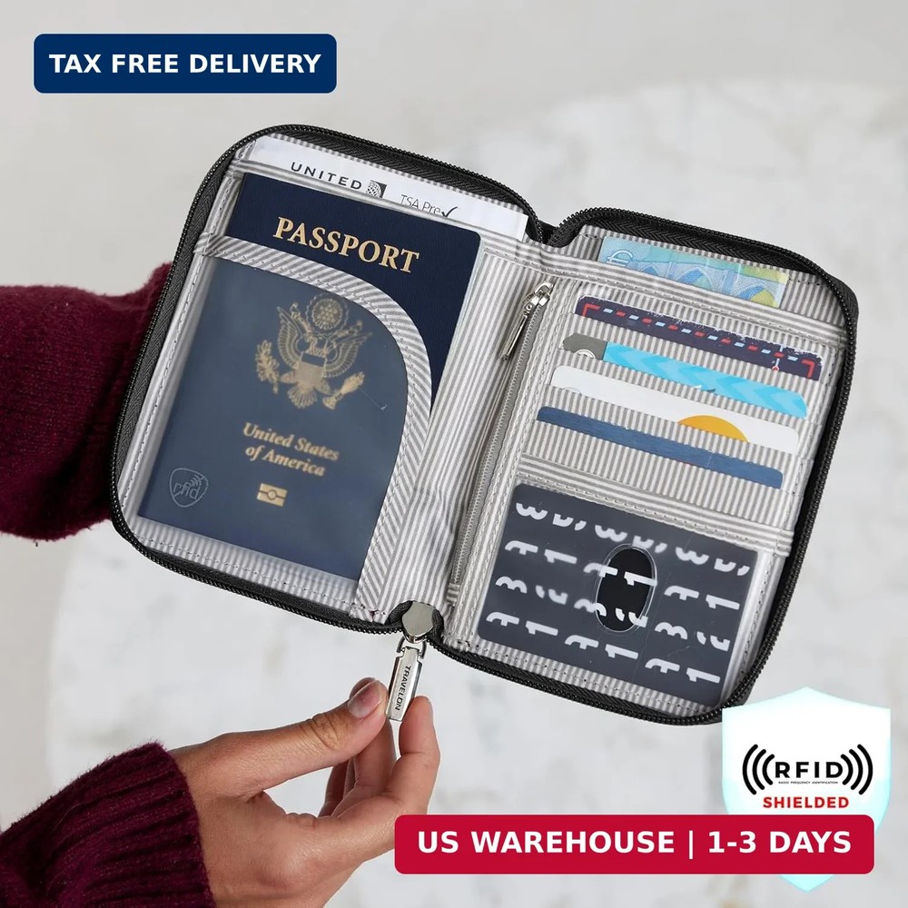 Travelon RFID Blocking Passport Zip Wallet