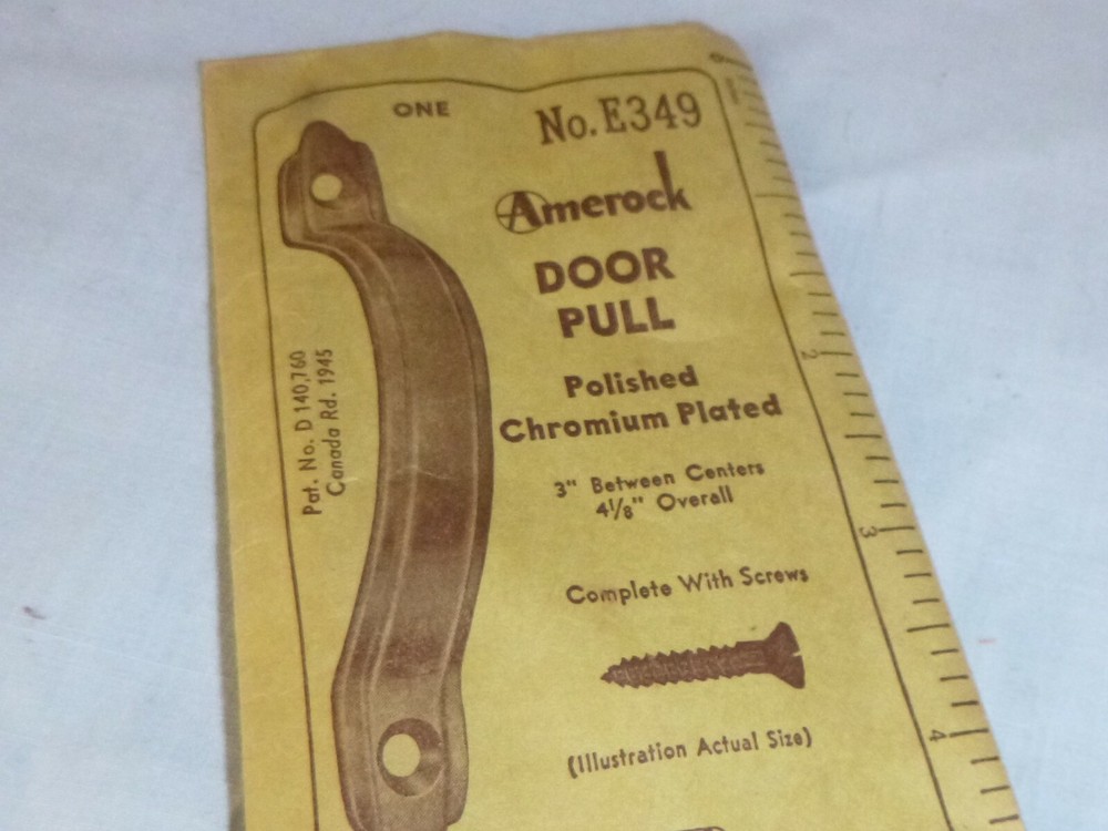 NOS Vtg Deco Style Chrome Cabinet Hardware Door Handle Pull E349 4-1/8"