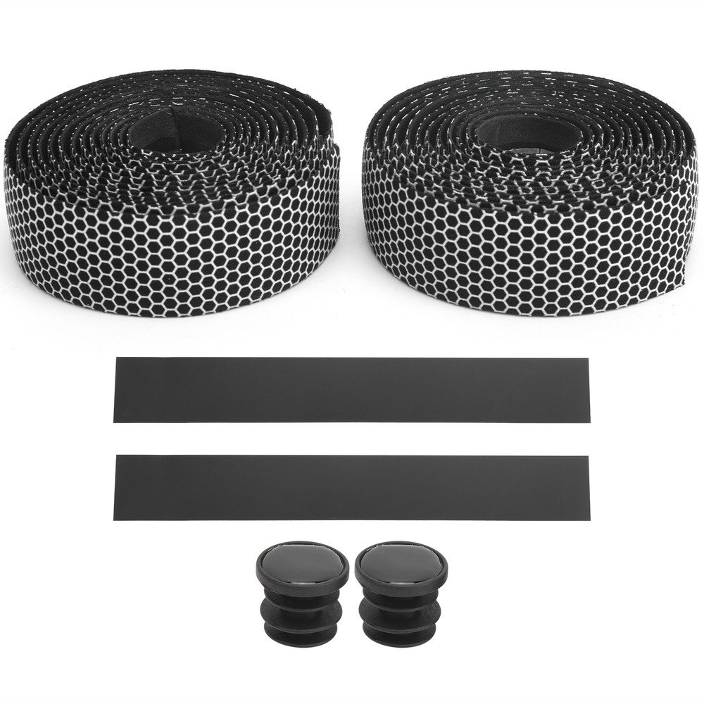 (Black White)1 Pair Handlebar Tape AntiSlip Elastic Cycli CH