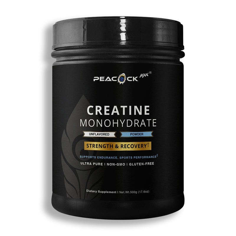 Peacock Max Creatine Monohydrate Powder (500 g, 100 servings)
