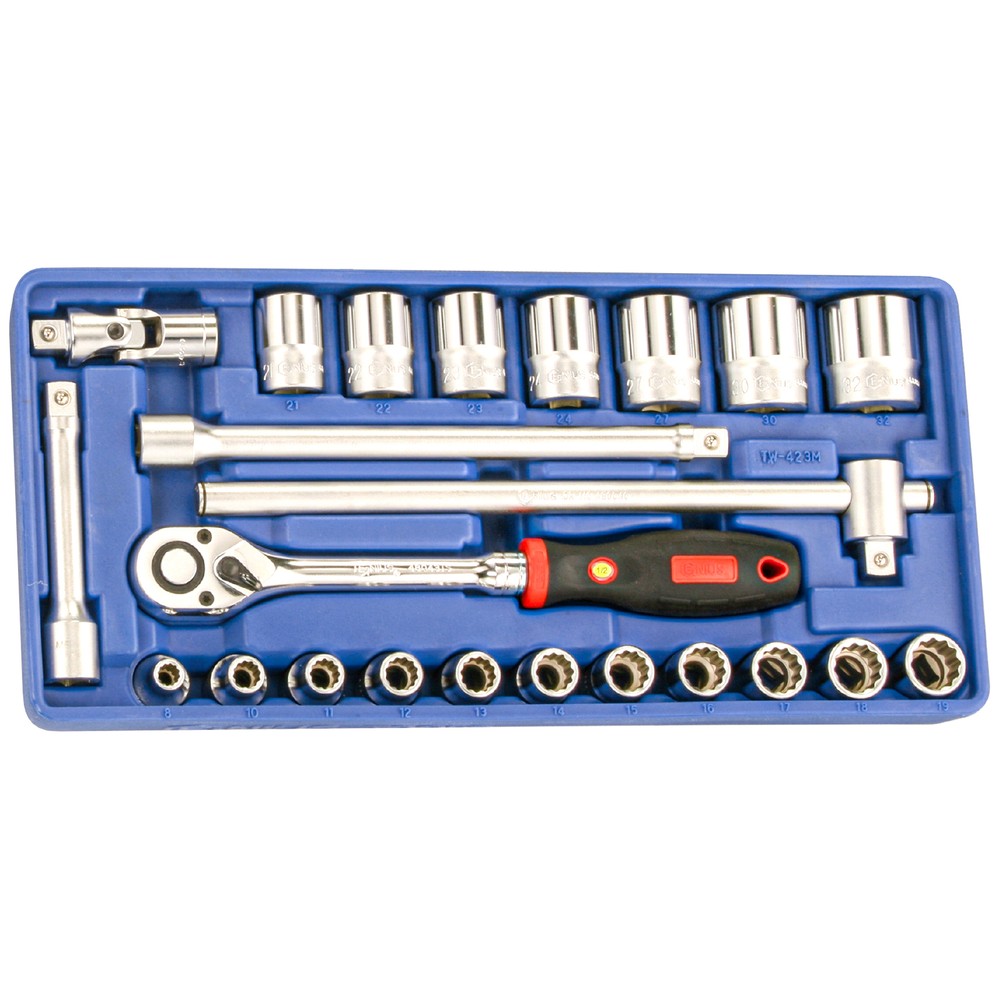 Genius Tools 23 Piece 1/2" Dr. SAE Hand Socket Set - TW-423S