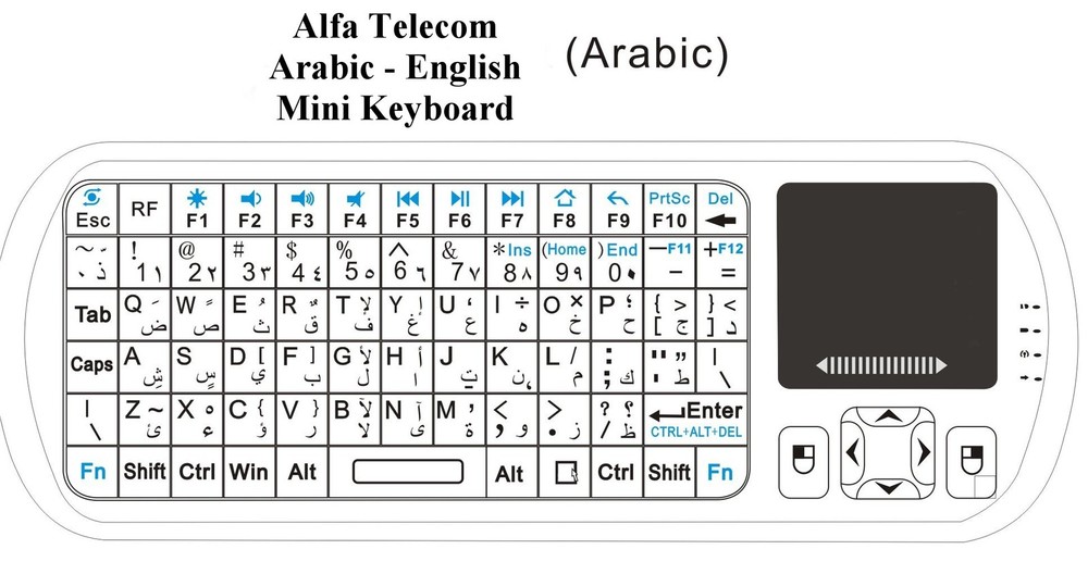Arabic English 2.4 RF Mini Keyboard linux android windows laser backlight