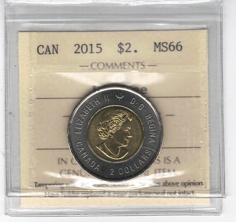 2015 Canada 2$ J. McCrae - ICCS MS66 - XGF 254