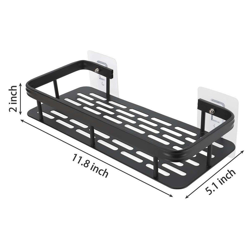 Punch-free Bathroom Kitchen Shelf Wall Mounted Storage Rack Organizer Rectangle