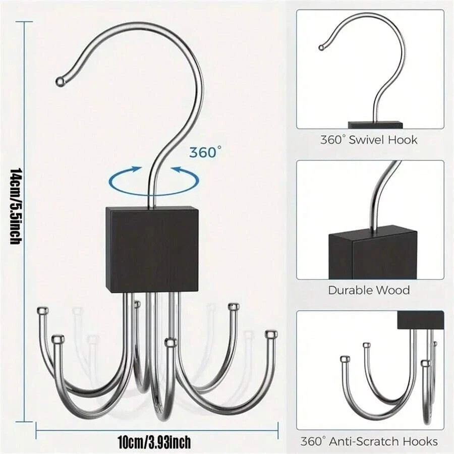 4pc Hanger Belt Organizer Rack Space Saving Closet Rotatable Hooks for Home New