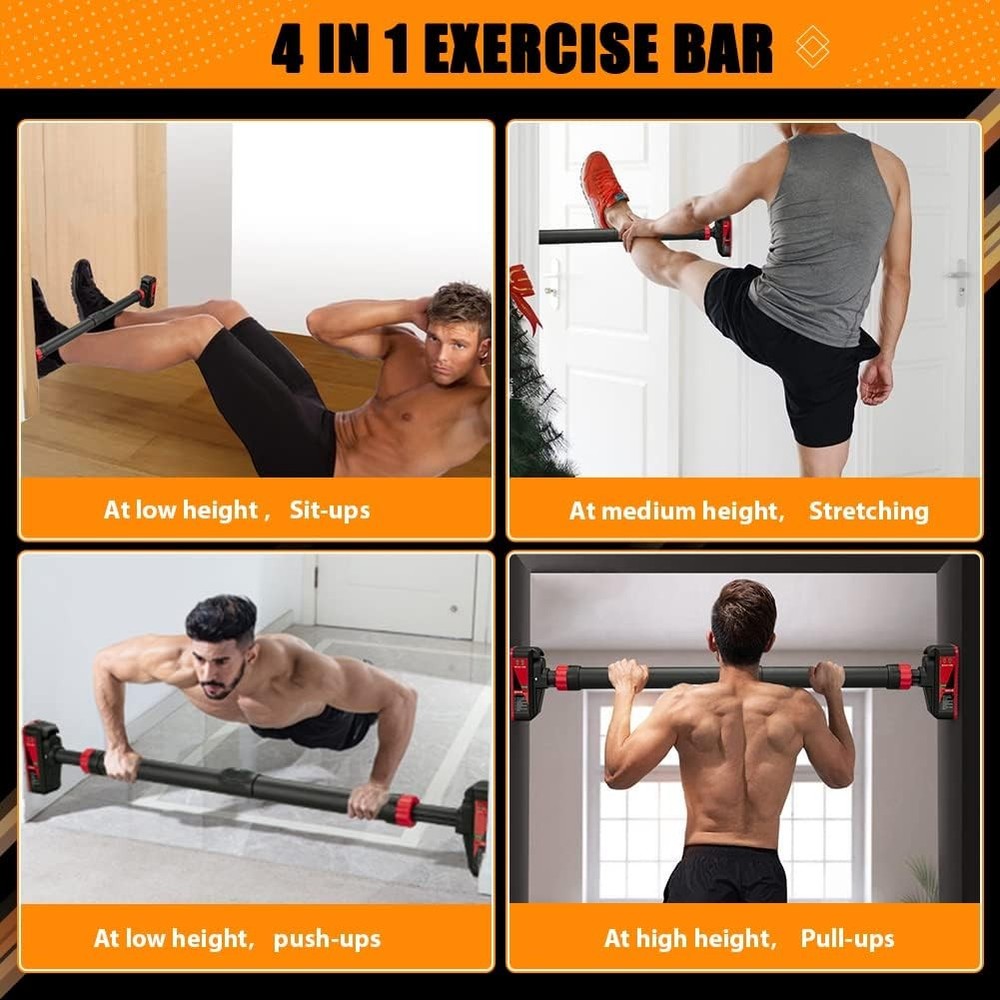 Pull Up Bar Chin Up Bar w/ Level Meter & Adjustable Width for Strength Training