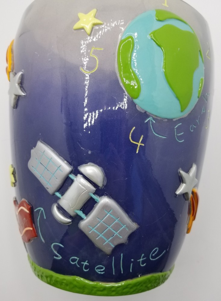 Laura Ashley Astronaut Alien Planets Outer Space Trash Can 3 Dimensional Acrylic