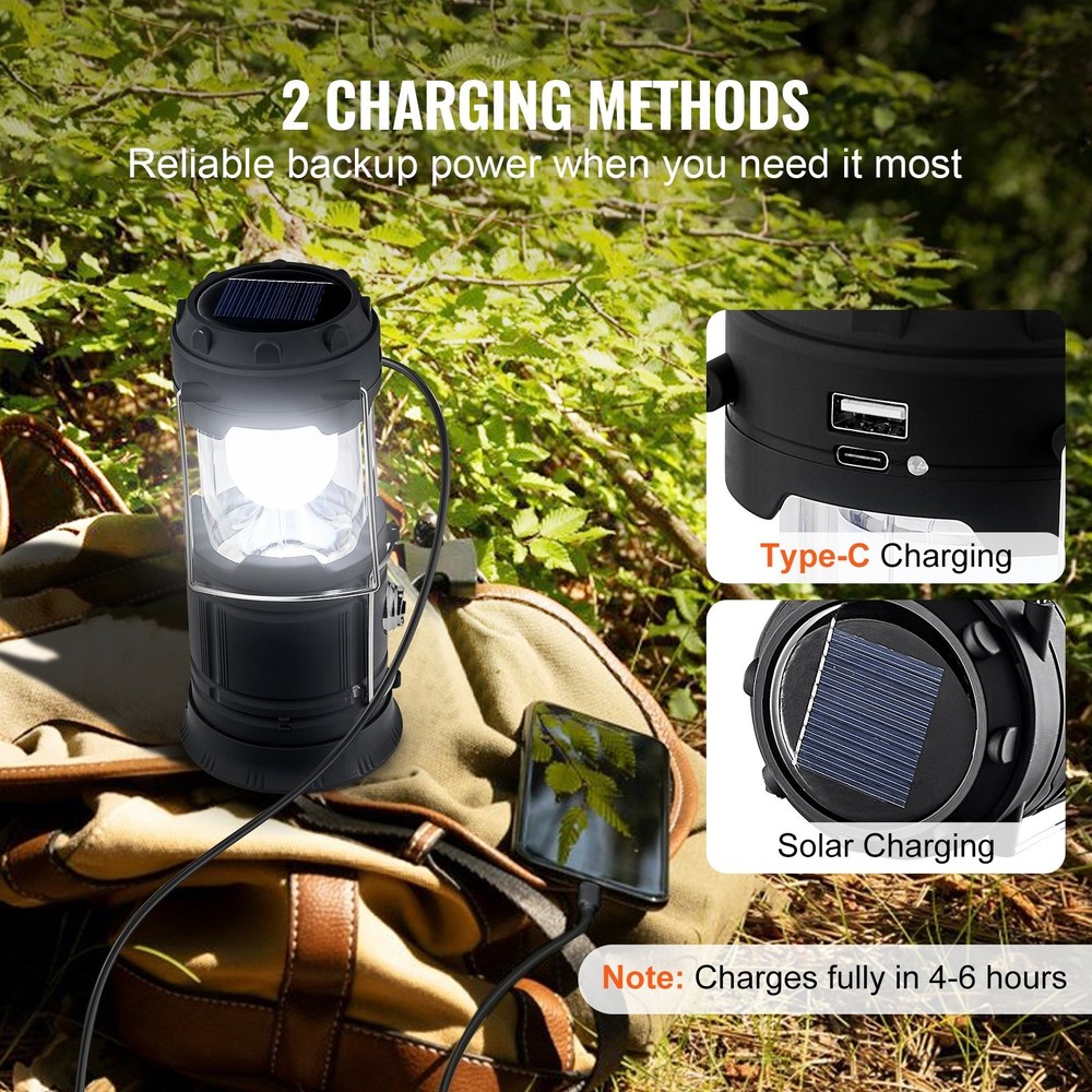 LED Camping Lanterns 4 Pack Rechargeable Camping Flashlights Solar & USB C