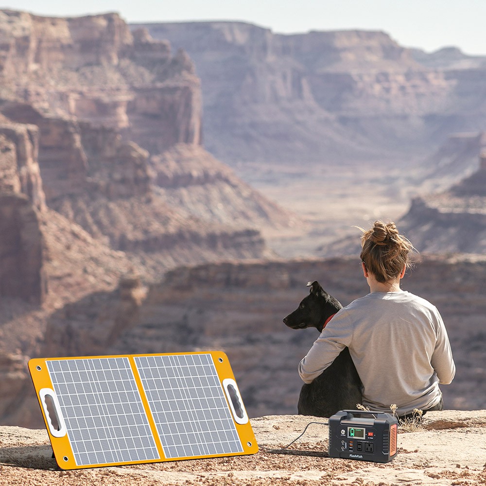 Flashfish TSP18V 60W Foldable Solar Panel Portable Solar Charger with DC/USB