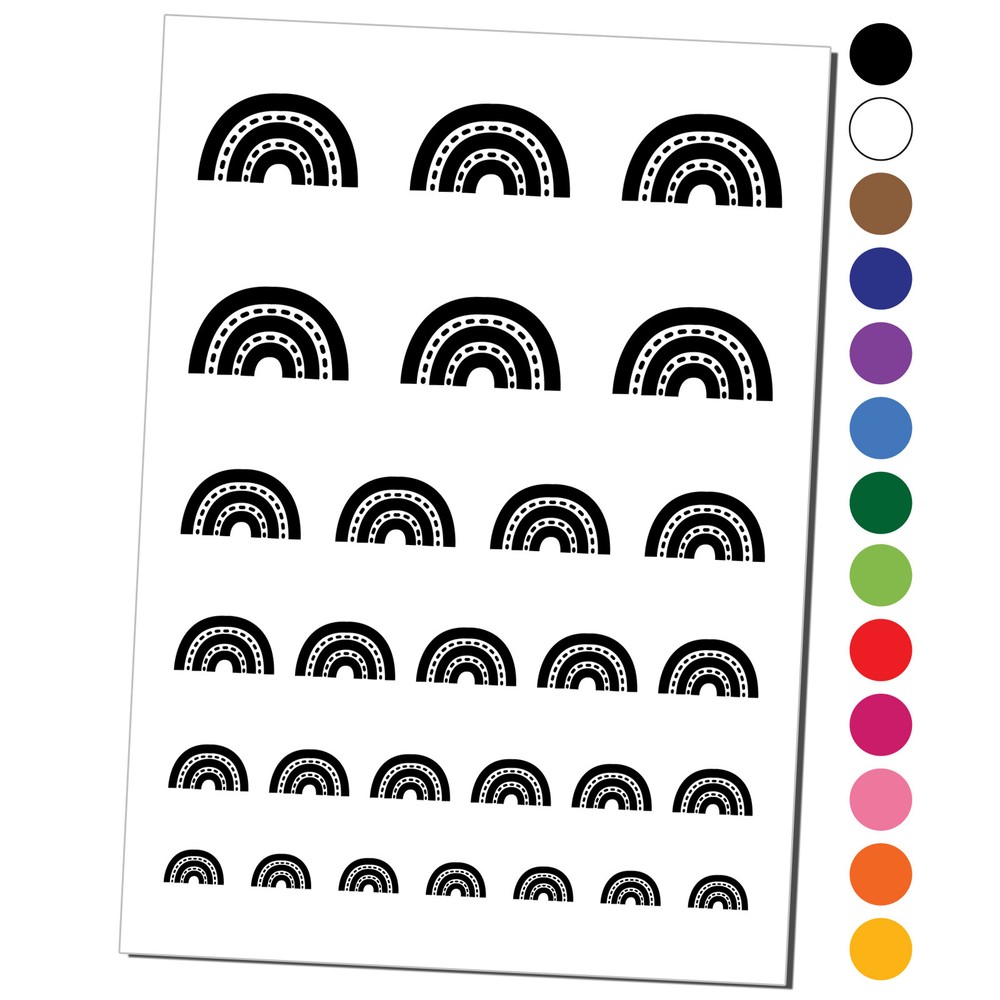 Quirky Rainbow Fun Doodle Temporary Tattoo Water Resistant Set