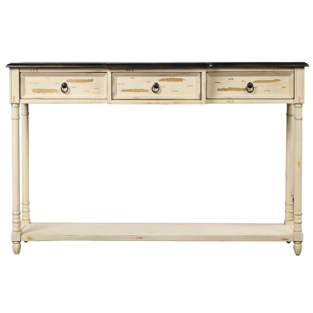 Vintage 52" Entryway Console Table Storage Kitchen Sideboard w/ 3 Drawer Shelf