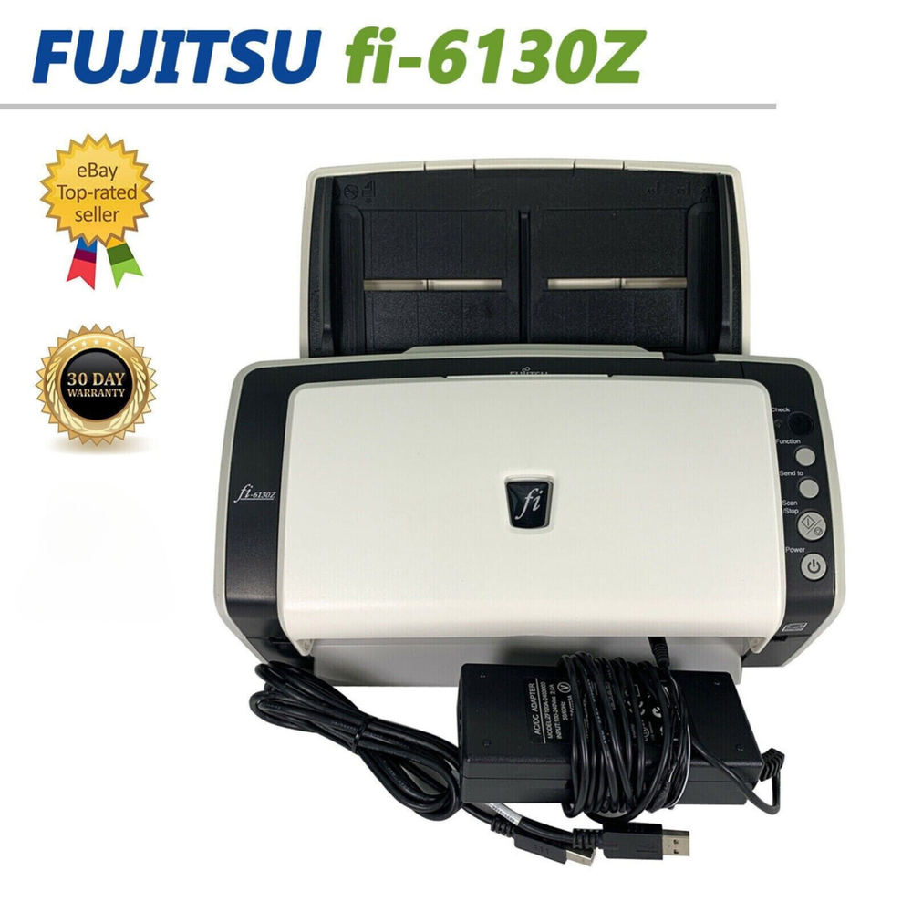 Fujitsu Fi-6130Z Duplex Pass-Through Document Color Scanner w/Bundle TESTED