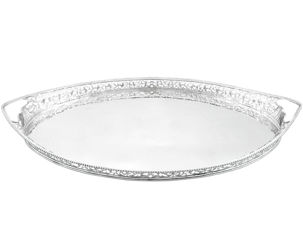 Antique Dutch Silver Gallery Tea Tray