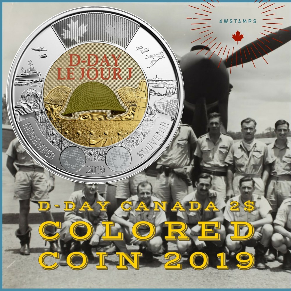 Canada 2019 Colored D-DAY Invasion coin 2 Dollar
