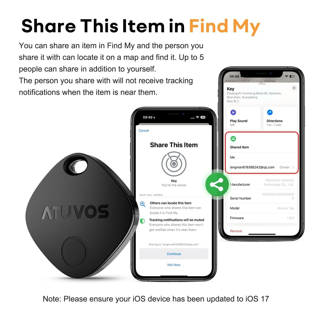 Air Tracker Tags-4 Pack, Bluetooth Luggage Tracker Works with Apple Find My A...