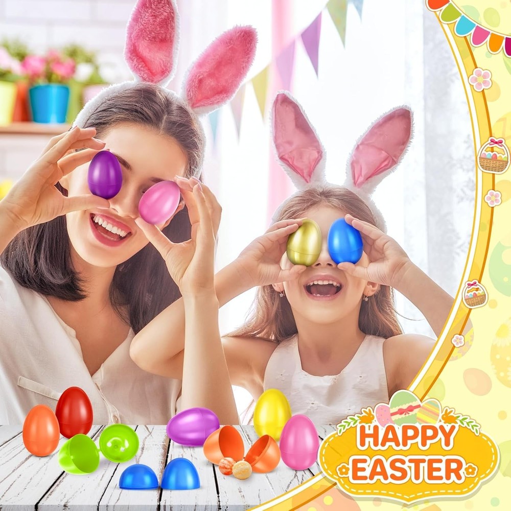 2.3” Unfilled Easter Eggs, 60 pcs Colorful Egg Plus 1 Golden Egg, Empty Plast...