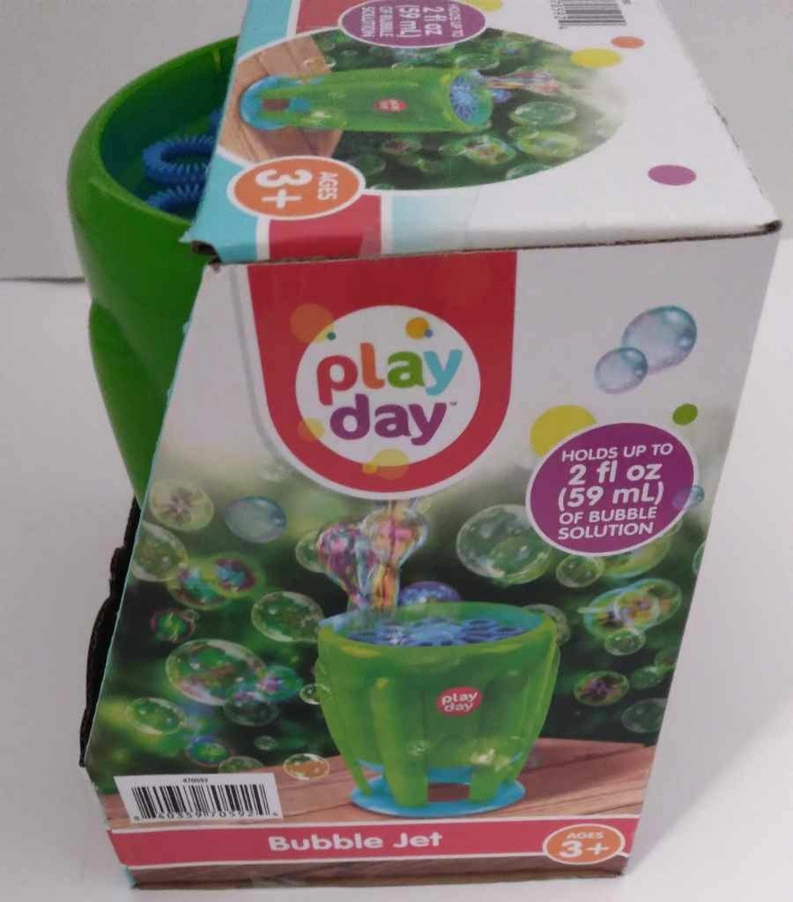 PlayDay Bubble Jet With 4 oz. Bubble Solution Kids 3+ Requires Batteries