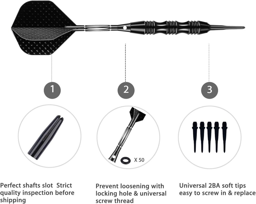 Professional 20g Soft Tip Darts - Complete Set with Durable Case & Accessories