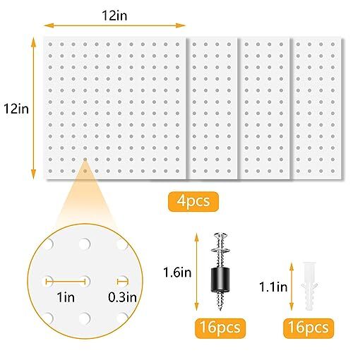 4PCS PegboardMetal PegBoard Pegboard Wall Organizer Pegboard Storage System