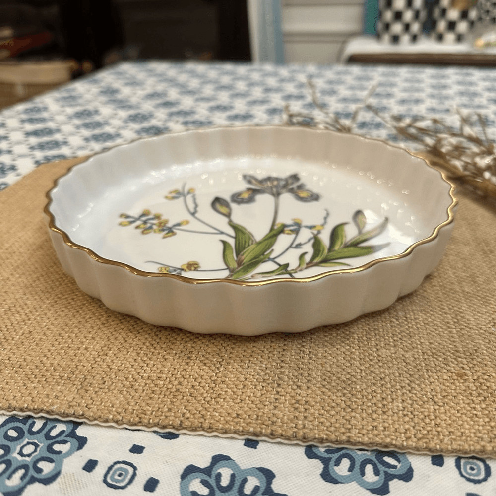 SPODE Stafford Flowers Iris & Sphaerolobium 9” Quiche Bake / Serving Dish New