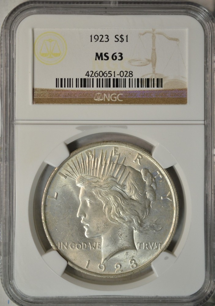 1923 Peace dollar, NGC MS63