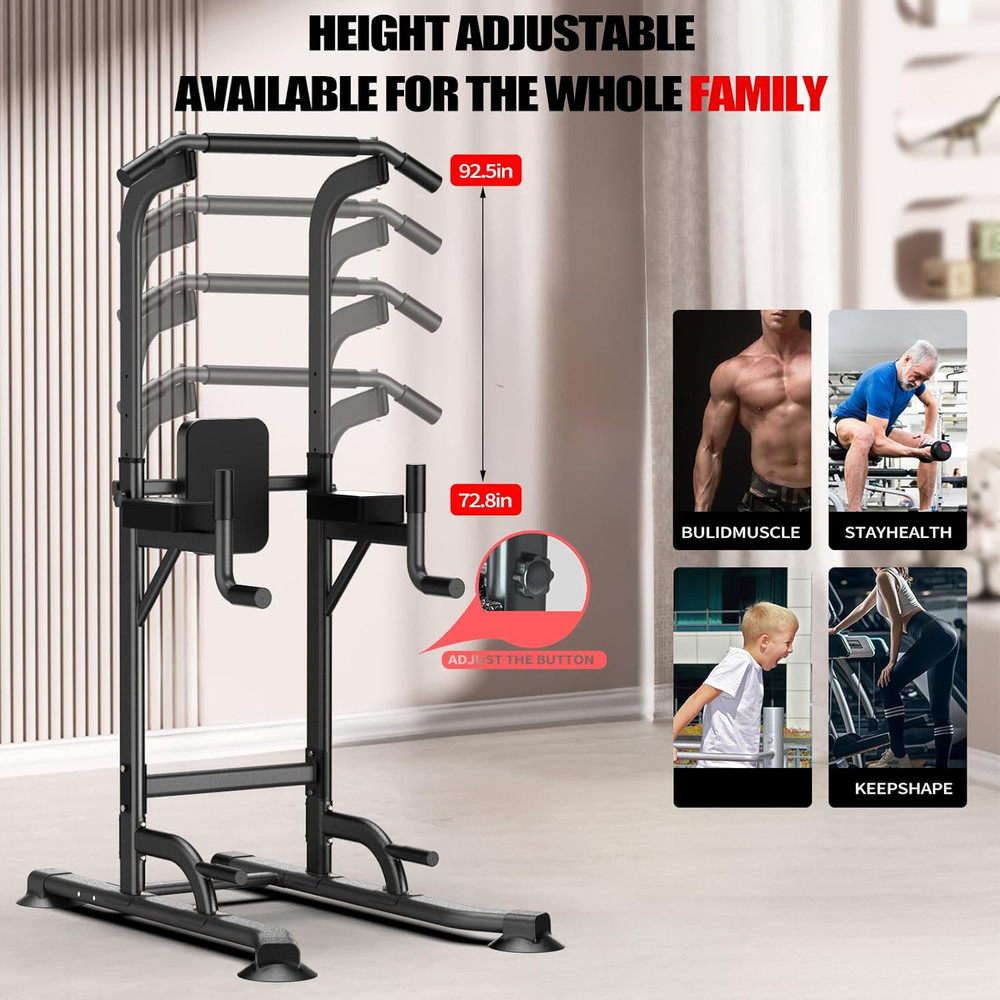Adjustable Power Tower for Home Gym - Multifunctional Pull-Up & Dip Station for