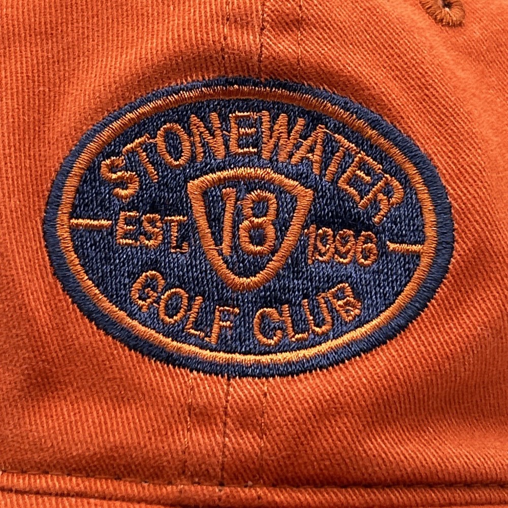 Stonewater Golf Club Hat Cap Adjustable Hook And Loop Strap Orange