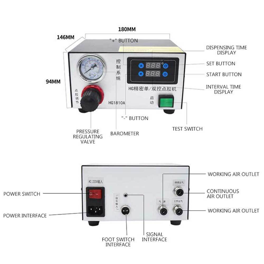 Double Control Glue Machine 1810A Gluing Machine with Controller Precision