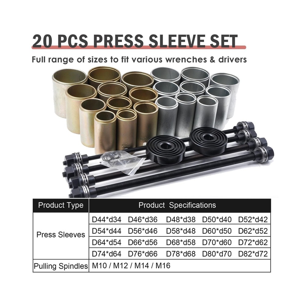 26PC Press & Pull Sleeve Kit - For Bushing/Bearing Removal & Install
